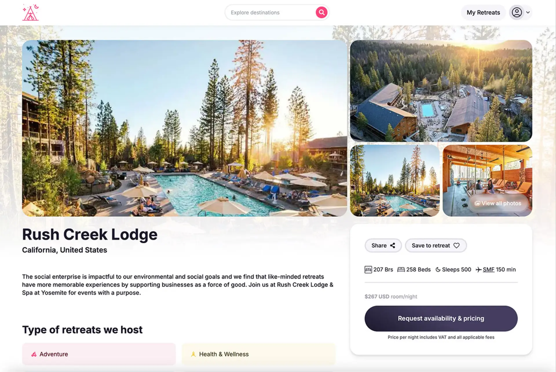 example venue detail page